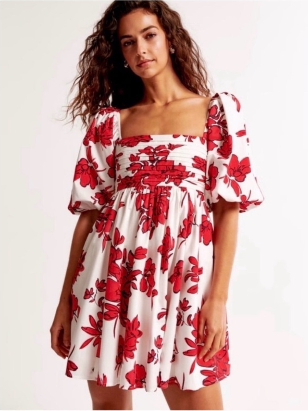 NWT Abercrombie & Fitch Emerson Ruched Puff Sleeve Mini Dress